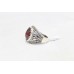 Men's Ring Engraved 925 Sterling Silver maroon zircon stone P 428